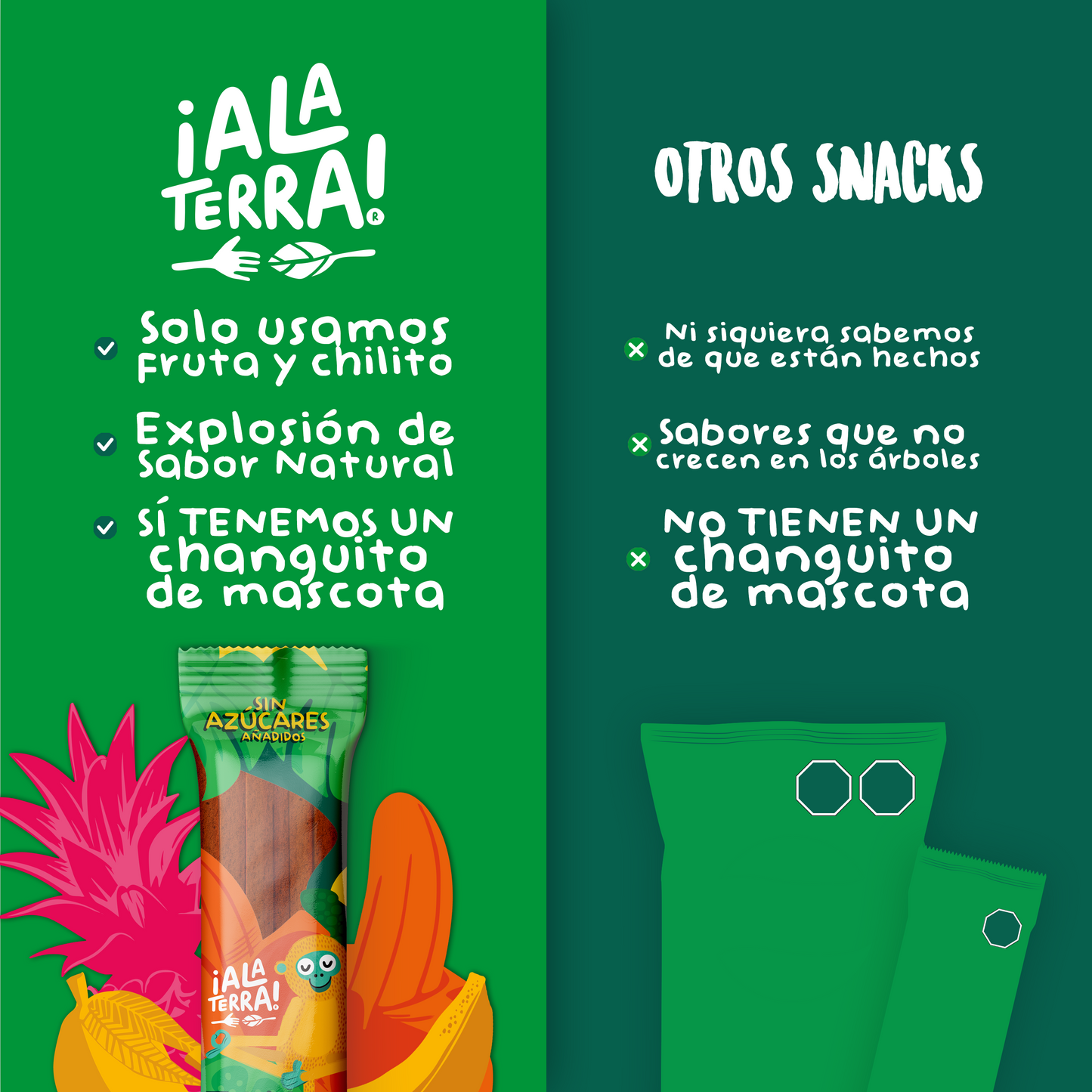 Tiras 100% Fruta de ¡Ala Terra! 18 piezas