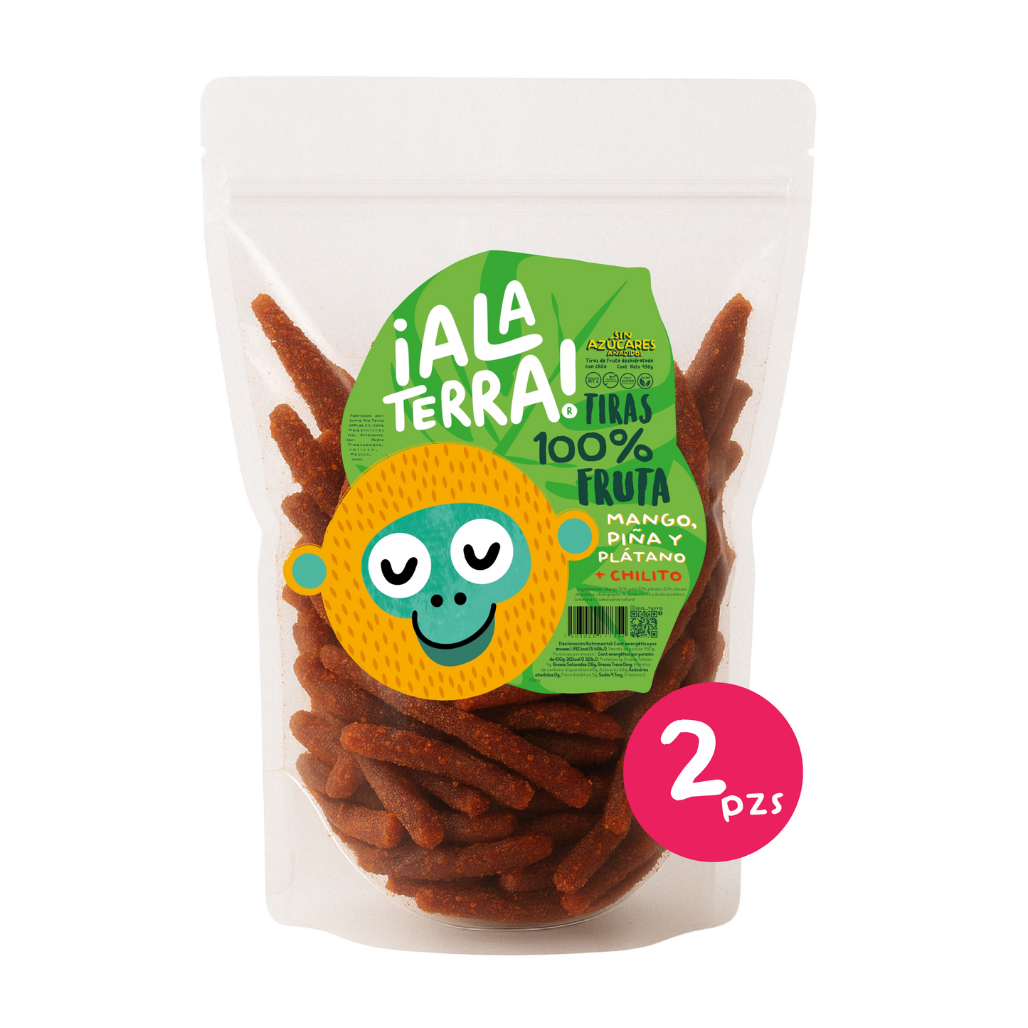 Tiras 100% Fruta de ¡Ala Terra! 2 Bolsas de 430g (c/u)